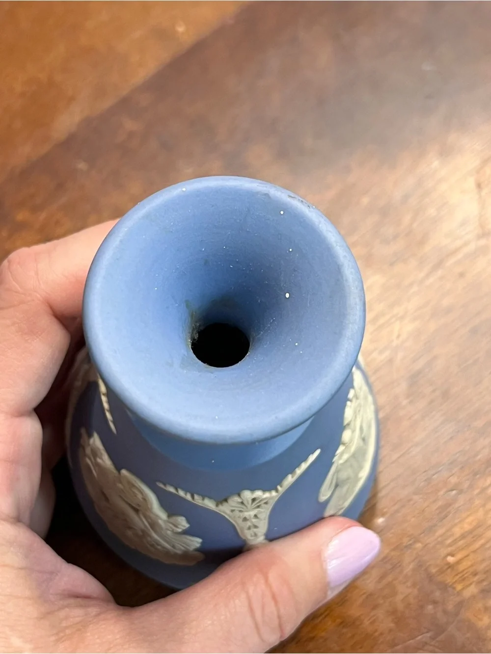 Wedgwood blue jasperware bed vase
